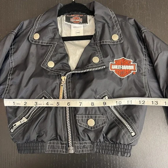 Harley Davidson Jacket Baby Boy Size 24 Months Black Zipper Nylon Lightweight - Picture 7 of 8